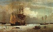 Fitz Hugh Lane Ships Stuck in Ice off Ten Pound Island, Gloucester Sweden oil painting artist